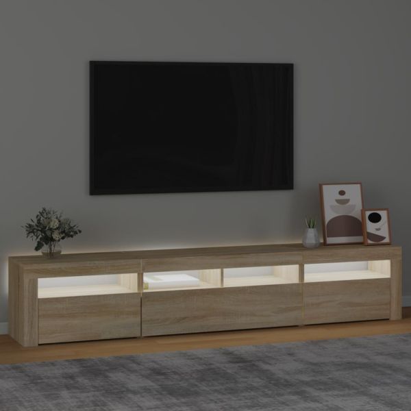 ТВ шкаф с LED осветление, дъб сонома, 240x35x40 см