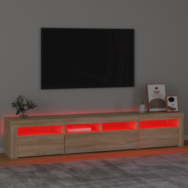 ТВ шкаф с LED осветление, дъб сонома, 240x35x40 см