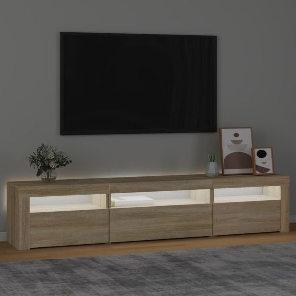 ТВ шкаф с LED осветление, дъб сонома, 195x35x40 см