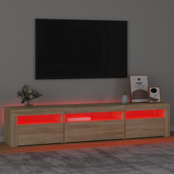 ТВ шкаф с LED осветление, дъб сонома, 195x35x40 см