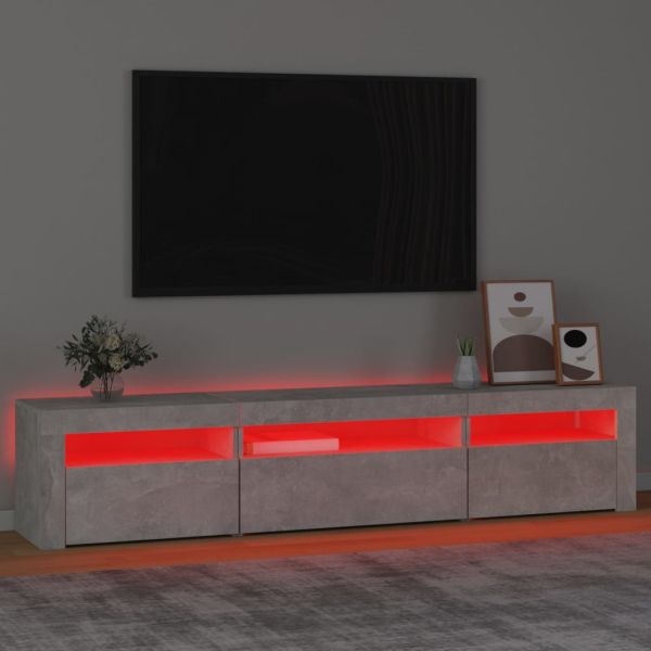 ТВ шкаф с LED осветление, бетонно сив, 195x35x40 см