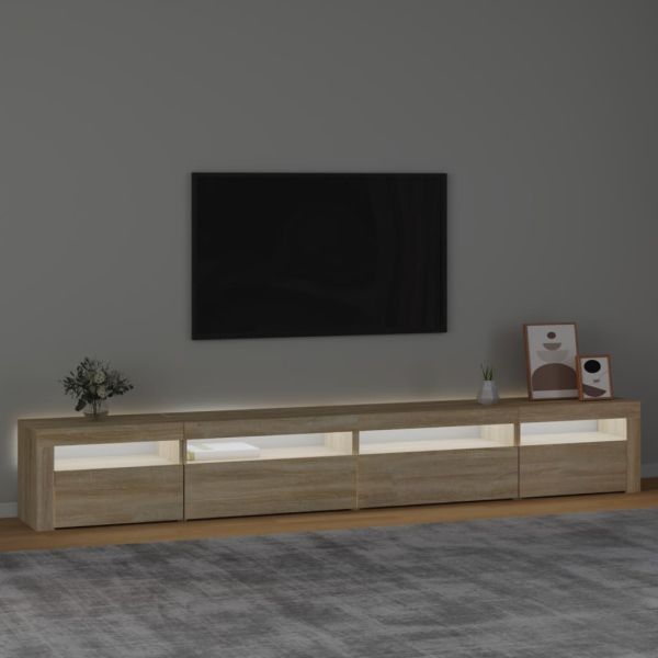 ТВ шкаф с LED осветление, дъб сонома, 270x35x40 см