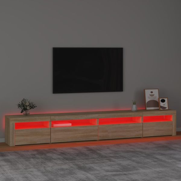 ТВ шкаф с LED осветление, дъб сонома, 270x35x40 см