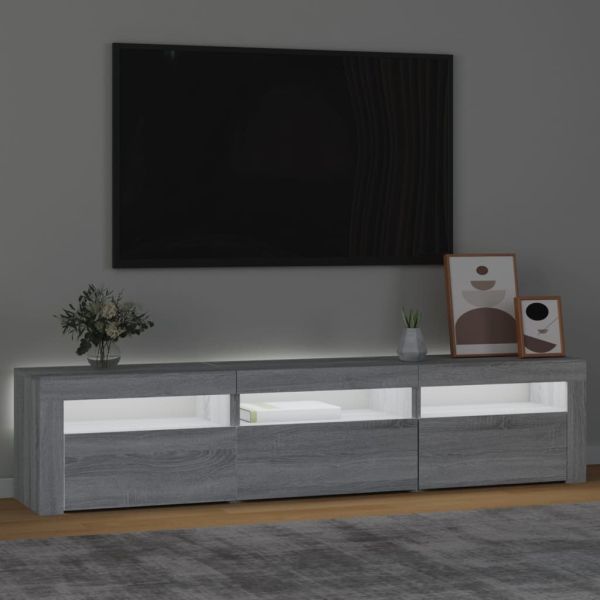 ТВ шкаф с LED осветление, сив сонома, 180x35x40 см