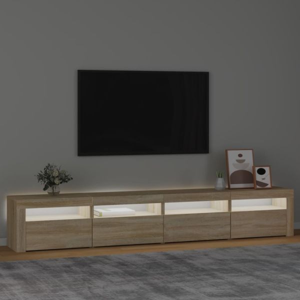 ТВ шкаф с LED осветление, дъб сонома, 240x35x40 см