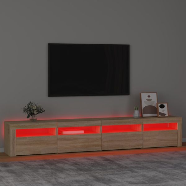 ТВ шкаф с LED осветление, дъб сонома, 240x35x40 см