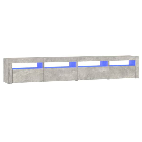 ТВ шкаф с LED осветление, бетонно сив, 240x35x40 см