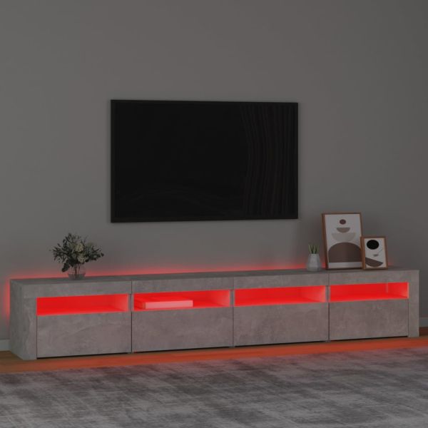 ТВ шкаф с LED осветление, бетонно сив, 240x35x40 см