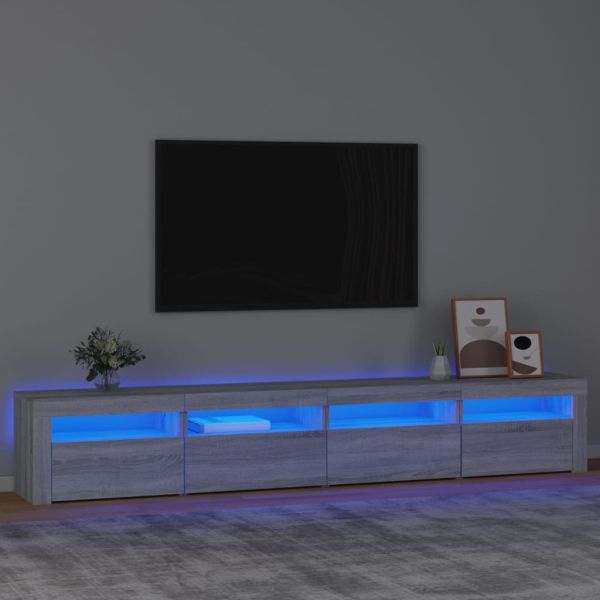 ТВ шкаф с LED осветление, сив сонома, 240x35x40 см