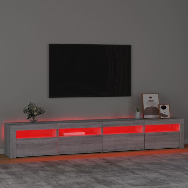 ТВ шкаф с LED осветление, сив сонома, 240x35x40 см