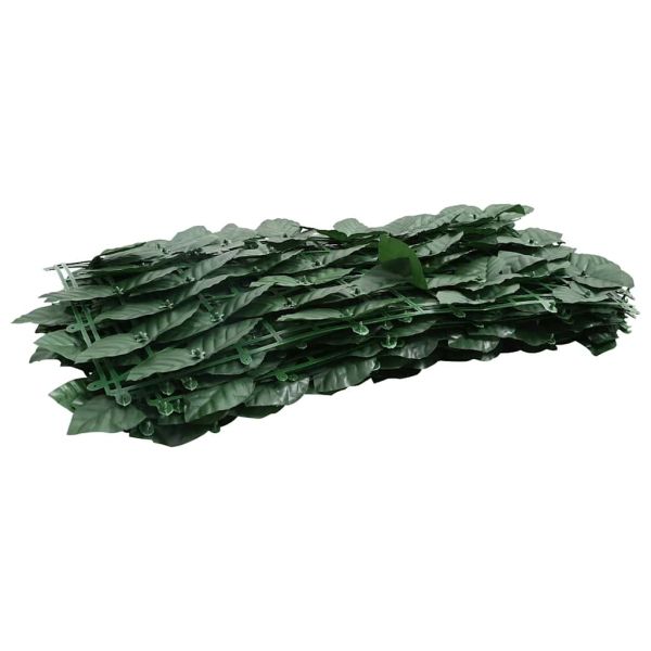 Балконски параван с тъмнозелени листа, 600x100 см