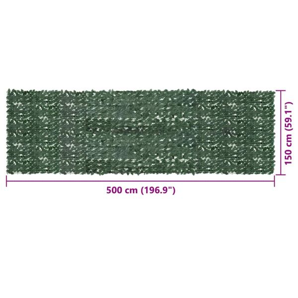 Балконски параван с тъмнозелени листа, 500x150 см
