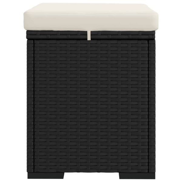 Табуретки с възглавници 2 бр черни 40x30x40 см полиратан