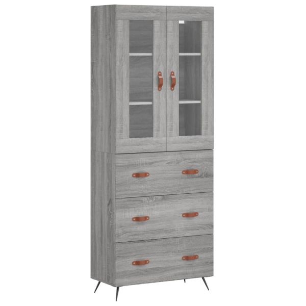 Висок шкаф, сив сонома, 69,5x34x180 см, инженерно дърво