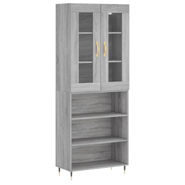 Висок шкаф, сив сонома, 69,5x34x180 см, инженерно дърво