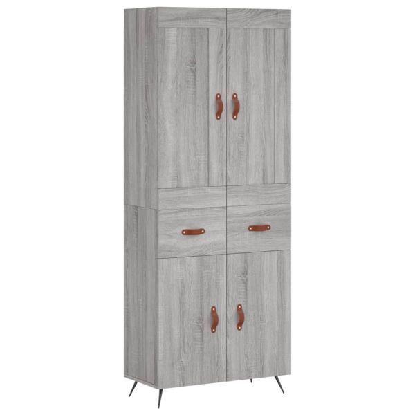 Висок шкаф, сив сонома, 69,5x34x180 см, инженерно дърво
