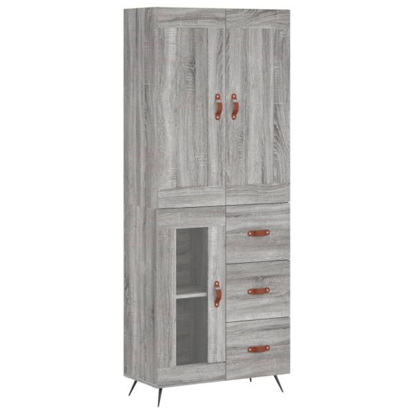 Висок шкаф, сив сонома, 69,5x34x180 см, инженерно дърво
