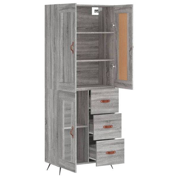 Висок шкаф, сив сонома, 69,5x34x180 см, инженерно дърво