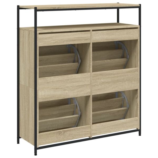 Шкаф за обувки с 4 флип чекмеджета сонома дъб 100x34x112 см
