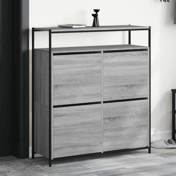 Шкаф за обувки с 4 флип чекмеджета сив сонома 100x34x112 см