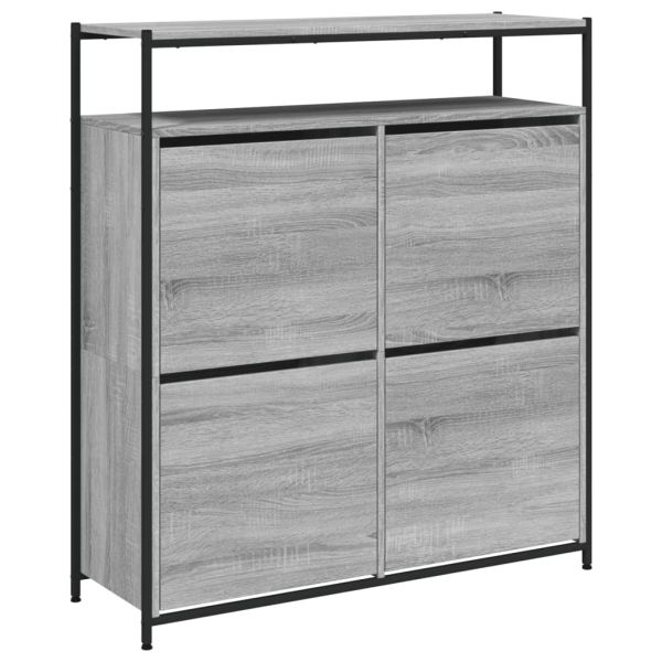 Шкаф за обувки с 4 флип чекмеджета сив сонома 100x34x112 см