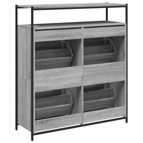 Шкаф за обувки с 4 флип чекмеджета сив сонома 100x34x112 см