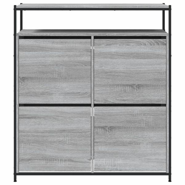 Шкаф за обувки с 4 флип чекмеджета сив сонома 100x34x112 см