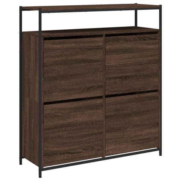 Шкаф за обувки с 4 флип чекмеджета кафяв дъб 100x34x112 см