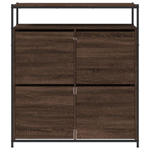 Шкаф за обувки с 4 флип чекмеджета кафяв дъб 100x34x112 см