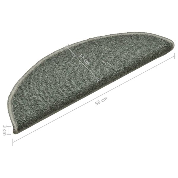 Изтривалки за стълби, 15 бр., 56x17x3 см, тъмнозелени, полукръгли