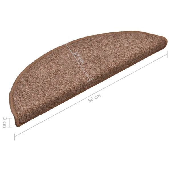 Постелки за стъпала, 15 бр, кафяви, 56x17x3 см