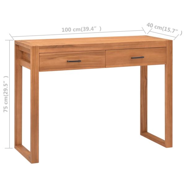 Бюро с 2 чекмеджета, 100x40x75 см, тиково дърво