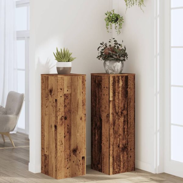 Стойки за растения 2 бр старо дърво 33x33x100см инженерно дърво