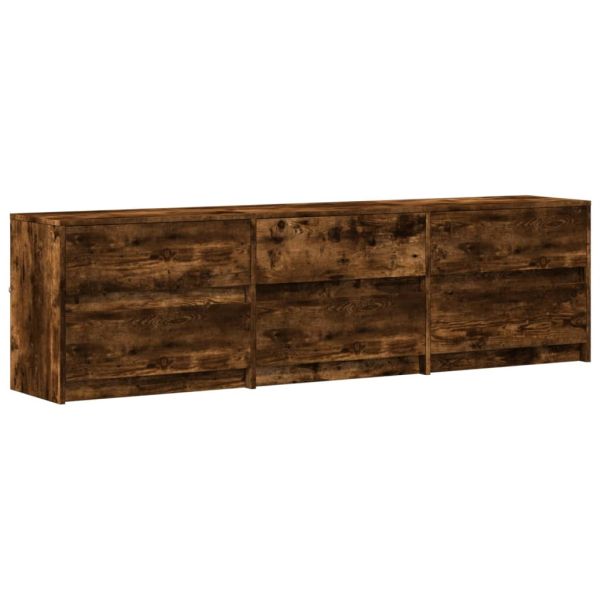 ТВ шкаф с LED, опушен дъб, 180x34x50 см, инженерно дърво