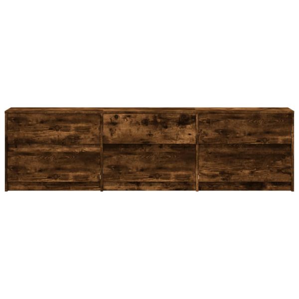ТВ шкаф с LED, опушен дъб, 180x34x50 см, инженерно дърво