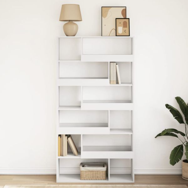Етажерка за книги, бяла, 100x33x187,5 см, инженерно дърво