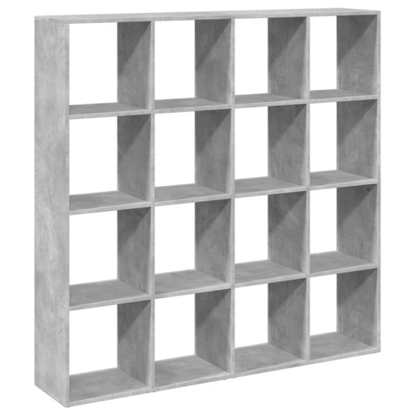 Библиотека, бетонно сива, 137,5x29x137,5 см, инженерно дърво