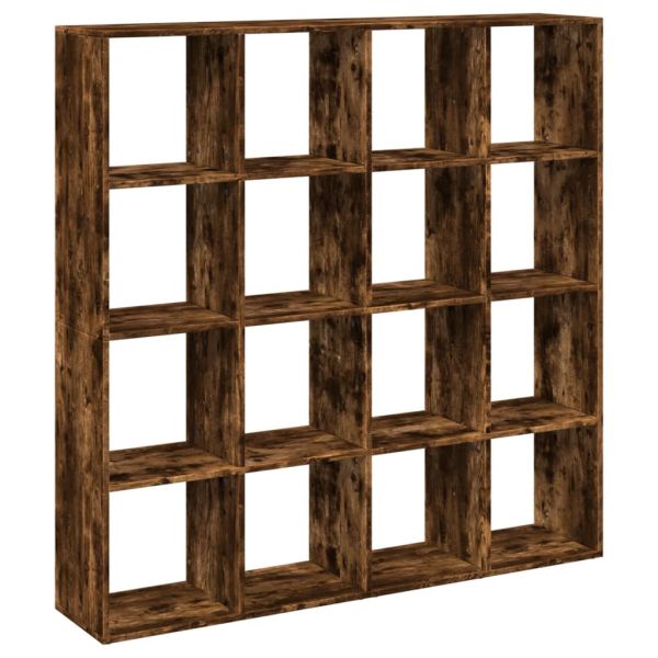 Библиотека, опушен дъб, 137,5x29x137,5 см, инженерно дърво