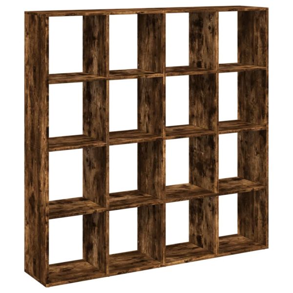 Библиотека, опушен дъб, 137,5x29x137,5 см, инженерно дърво