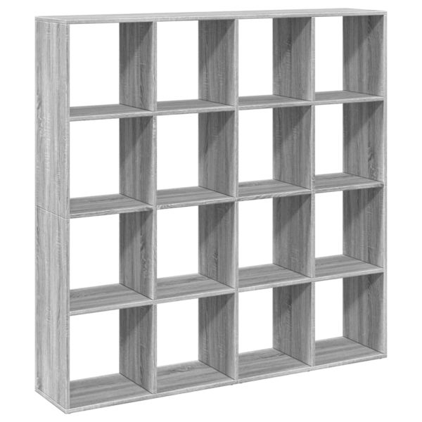 Библиотека, сив сонома, 137,5x29x137,5 см, инженерно дърво