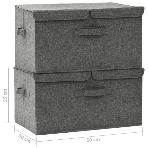 Кутии за съхранение, 2 бр, текстил, 50x30x25 см, антрацит