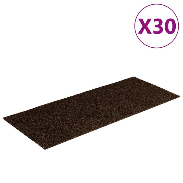 Изтривалки за стълби, самозалепващи се, 30 бр., 60x25 см, кафяви, правоъгълни