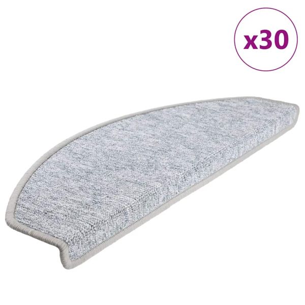 Изтривалки за стълби, 30 бр., 65x24x4 см, светлосиви, полукръгли, големи