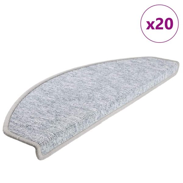 Изтривалки за стълби, 20 бр., 65x24x4 см, светлосиви, полукръгли, големи