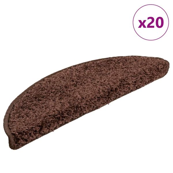 Изтривалки за стълби, 20 бр., 56x17x3 см, кафяви, полукръгли