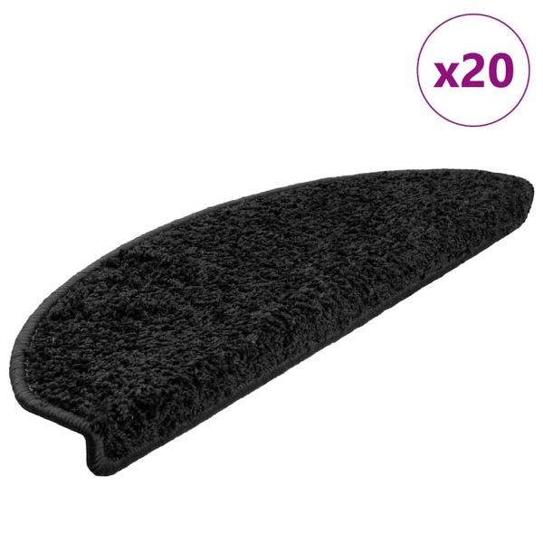 Изтривалки за стълби, 20 бр., 65x21x4 см, черни, полукръгли, големи