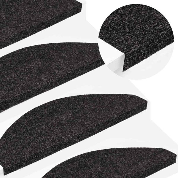 Самозалепващи стелки за стъпала 30 бр антрацит 65x22,5x3,5 см