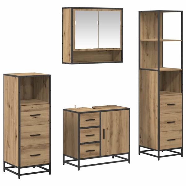 Комплект мебели за баня 4 бр. Дъб 65 x 33 x 60 см