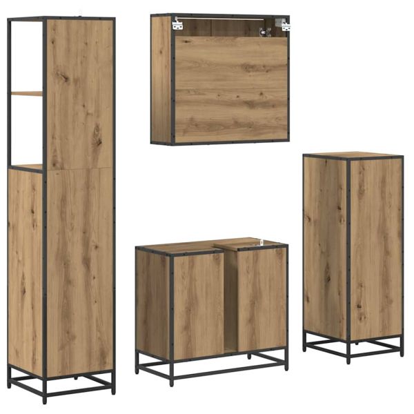 Комплект мебели за баня 4 бр. Дъб 65 x 33 x 60 см
