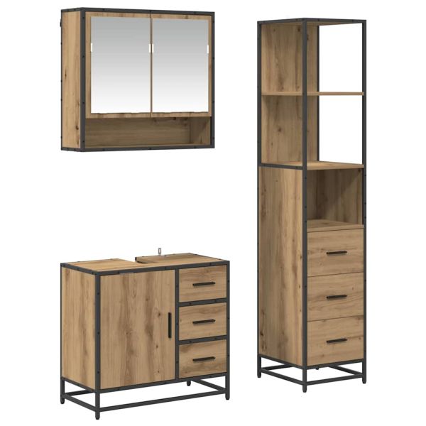 Комплект мебели за баня 3 бр. Дъб 35 x 37,5 x 166 см